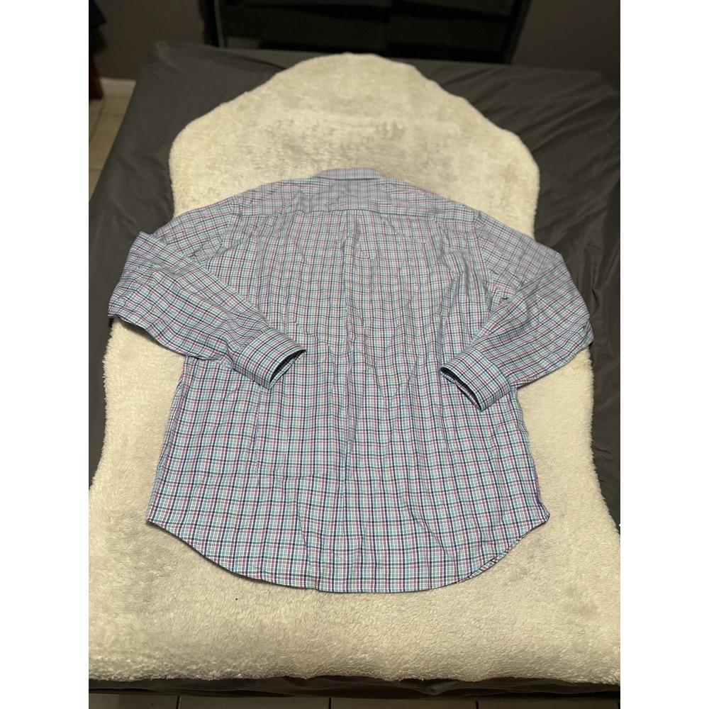 Peter Millar Men's Button Down Blue Pink Plaid XL Shirt Cotton Top - Picture 2 of 6